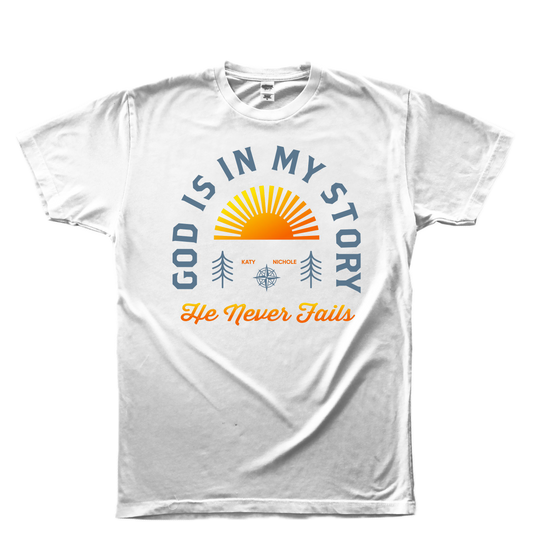God Is In My Story White tee