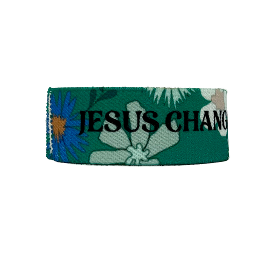 Jesus Changed My Life Flower Bracelet